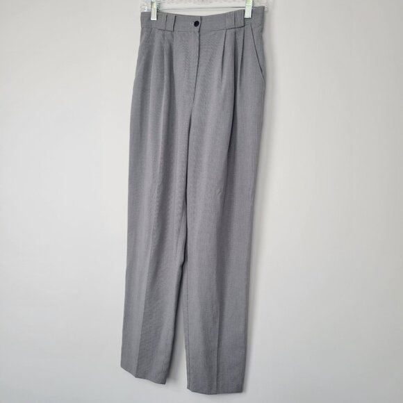 Vintage Smart Pants Black & White Houndstooth Pleated Trousers Made in USA - Picture 2 of 10